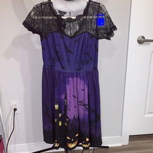 Adult Costume Dress with Lace - Purple and Black